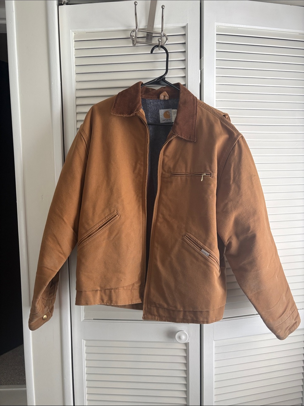 Vintage 90’s Carhartt Detroit Brown Duck Canvas Field Jacket Vertical Blanket